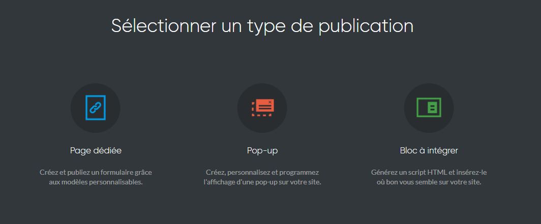 Type de publication formulaires