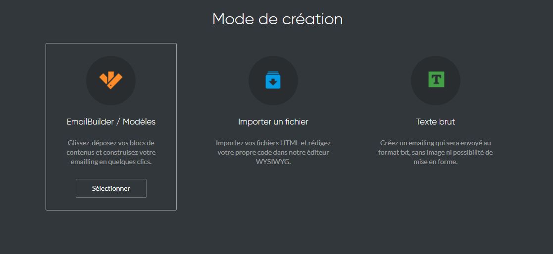 Accéder à l'EmailBuilder de Sarbacane